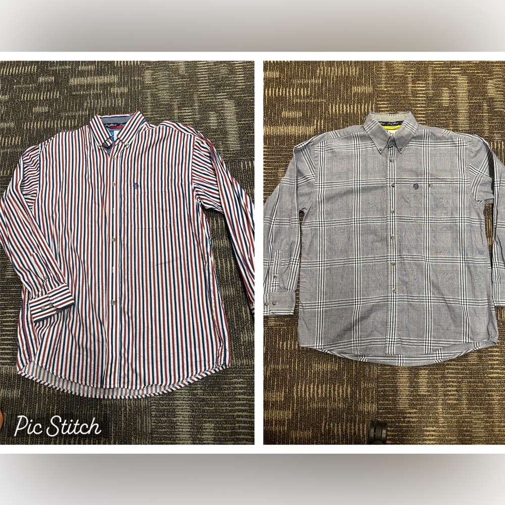 (2) Wrangler Cowboy Cut Collection George Strait Blue LS Shirts Sz Large